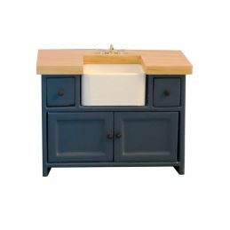 Shaker Style Blue Pine Sink Unit for 12th Scale Dolls House