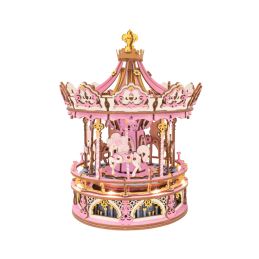 ROKR Dream Version Romantic Carousel Music Box Wooden Model Kit