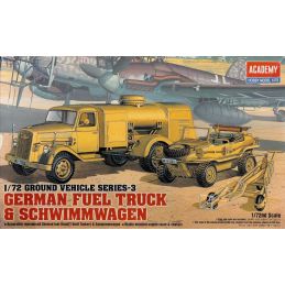 Academy 1/72 Scale WWII German Fuel Truck and Schwimmwagen Model Kit