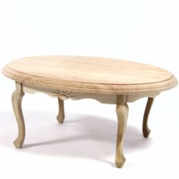 Bare Wood Oval Dining Table for 12th Scale Dolls House