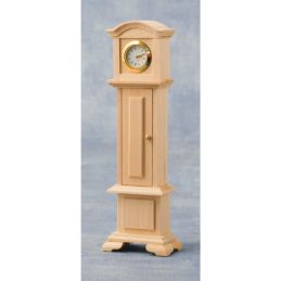 Bare Wood Working Grandfather Clock for 12th Scale Dolls House