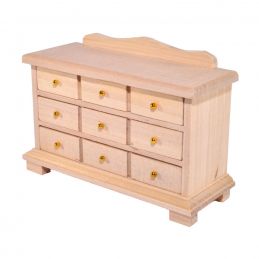 Bare Wood 9 Drawer Sideboard for 12th Scale Dolls House