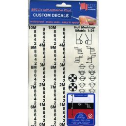 Hull Depth Markings - Metric - Custom Decals - Hull Markings Black 1:24 Scale
