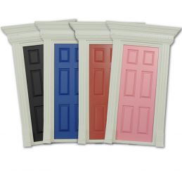 Painted Dentil Trim Wooden Door for 12th Scale Dolls House - Blue Door