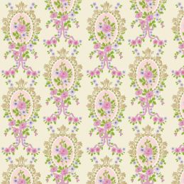 Cream Victorian Cameo Wallpaper 430 x 600mm for 12th Scale Dolls House