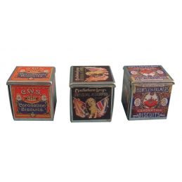 Pack 3 Metal Biscuit Tins for 12th Scale Dolls House