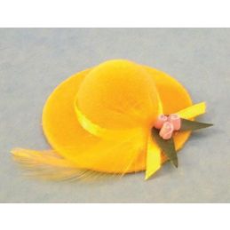 Ladies Yellow Hat with Band and Flower for 12th Scale Dolls House