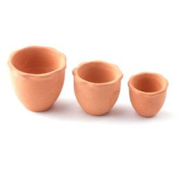 Set of 3 Terracotta Piecrust Garden Pots