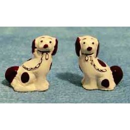 Staffordshire Dogs China Ornaments x 2