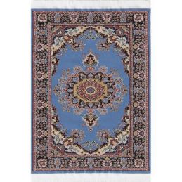 Blue Turkish Rug (150mm X 230mm) for 12th Scale Dolls House