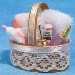 Bathroom Toiletries Set in Basket for 12th Scale Dolls House