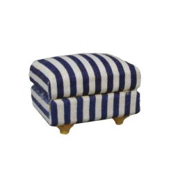 Blue Stripe Footstool for 12th Scale Dolls House