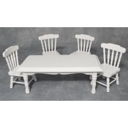 White Kitchen Table and Chairs Set for 12th Scale Dolls House