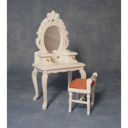 White Dressing Table With Stool for 12th Scale Dolls House