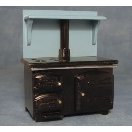 Solid Fuel Style Stove Black and Blue for 12th Scale Dolls House