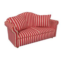 Red Striped 2 Seat Sofa