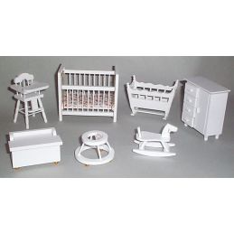White Nursery Set for 12th Scale Dolls House