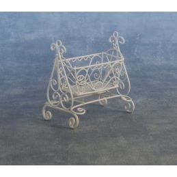 White Wire Swinging Crib for 12th Scale Dolls House