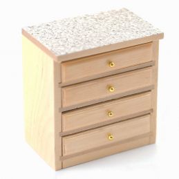 Modern Pine 4 Drawer Kitchen Unit with Worktop 12th Scale for Dolls House