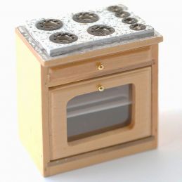Modern Pine Kitchen Oven Unit with Worktop for 12th Scale Dolls House