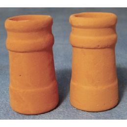 2 x Terracotta Chimney Pots for 1:12 scale Dolls House
