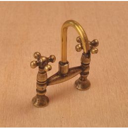 Traditional Deck Sink Mixer Brass Effect for 12th Scale Dolls House