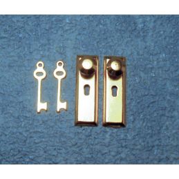 Brass Door Knob Plate and Key Set for 12th Scale Dolls House