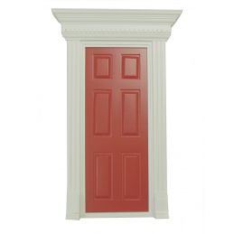 Painted Red Dentil Trim Wooden Door for 12th Scale Dolls House