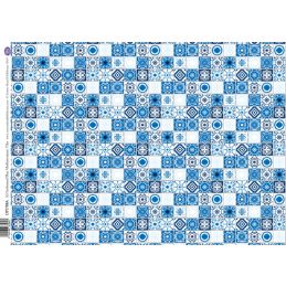 Embossed Blue Mediterranean Wall/ Floor Tiles Card for 12th Scale Dolls House