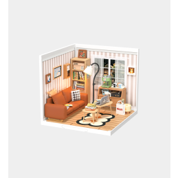 Rolife Cozy Living Lounge Plastic DIY Miniature Dollhouse Kit 