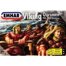 Emhar Viking Oarsmen 9th-10th Century 1:72 Scale Unpainted Poseable Plastic Model Figures with Seats