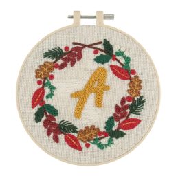 Trimits Festive Monogram Wreath Embroidery Punch Needle Kit