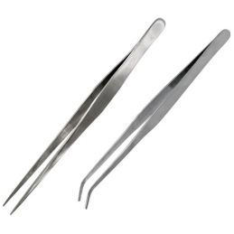 Hobbies Curved and Straight Tip Strong Stainless Steel Tweezers