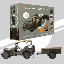 IXO 1/8 Scale Full Kit Jeep Willys and Trailer Model Kit