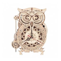 ROKR Owl Clock Battery Mechanical Gears Wooden Model Kit