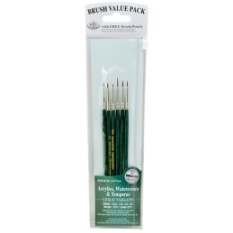 Royal & Langnickel 6pcs Gold Taklon Acrylic Handle Paint Brush Set