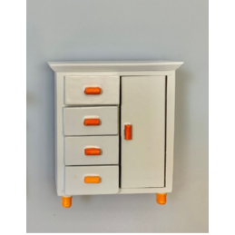 Dolls House Orange And White Wardrobe