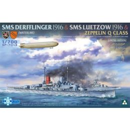 Takom 1/700 Scale SMS Derfflinger & Lutzow 1916 & Zeppelin Q Airship Model Kit