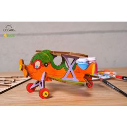 UGears 3D Colouring Biplane Wooden Model Kit