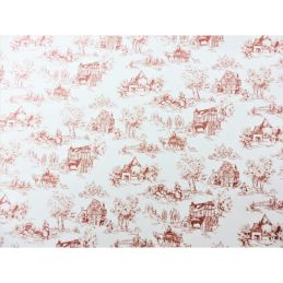 Toile de Jouy Raspberry Wallpaper for 12th Scale Dolls House