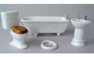 Ceramic White Bathroom for 12th Scale Dolls House