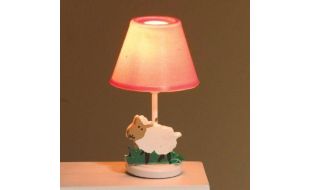 12V Pink Nursery Table Lamp with Sheep Decoration for 12th Scale Dolls House
