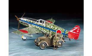 Tamiya 1/48 Scale Kawasaki Ki-61-Id Hien (Tony) & 4x4 Light Vehicle Kurogane Model Kit