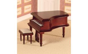 Classical Grand Piano and Stool Mahogany for 12th Scale Dolls House