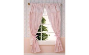 Pale Pink Curtains on Rail for 12th Scale Dolls House