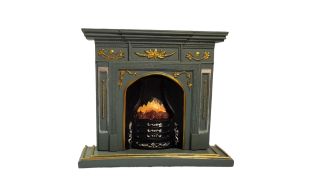 Large Grey and Gold Fireplace for 12th Scale Dolls House