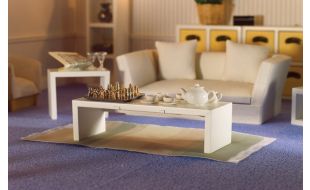 Modern White Low Table/ Shelf for 12th Scale Dolls House