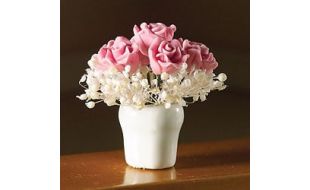 Pink Rose Arrangement in Vase for 12th Scale Dolls House