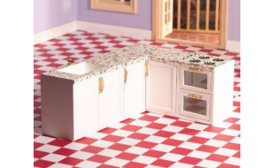 Dolls House Emporium 1/12 Scale Unpainted L Shape All in One Kitchen