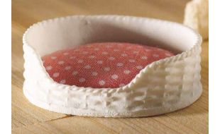 White and Pink Dogs Bed for 12th Scale Dolls House